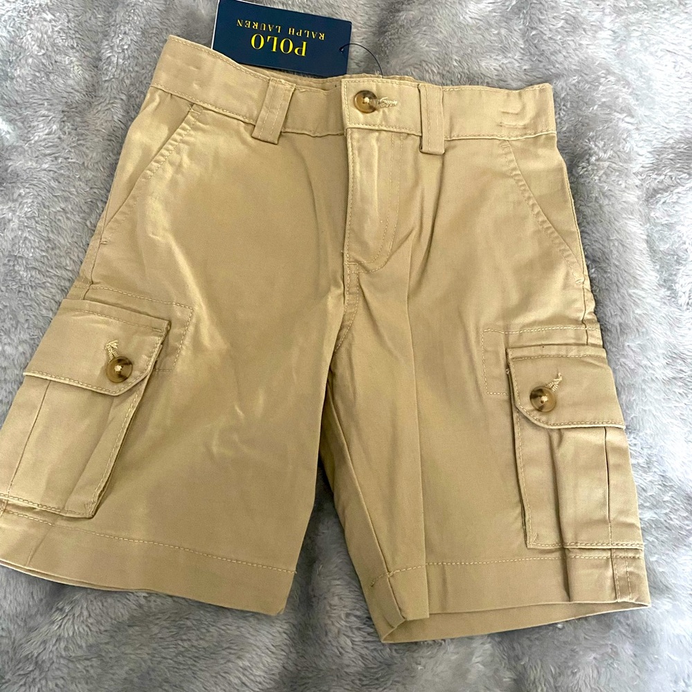 Polo by Ralph Lauren khaki cargo shorts.